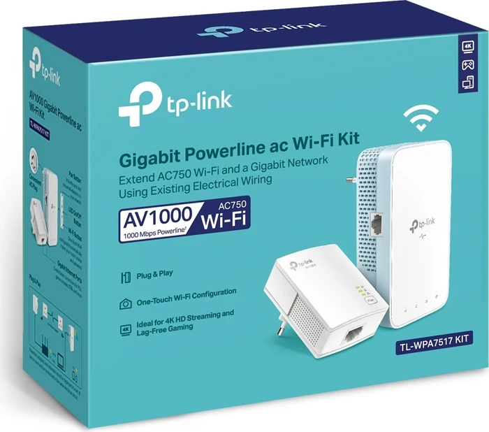 TP-Link AV1000 AC750 Gigabit-WLAN Powerline Extender Kit, Powerline/WLAN-Access Point und Powerline-Adapter Set, 2er-Bundle