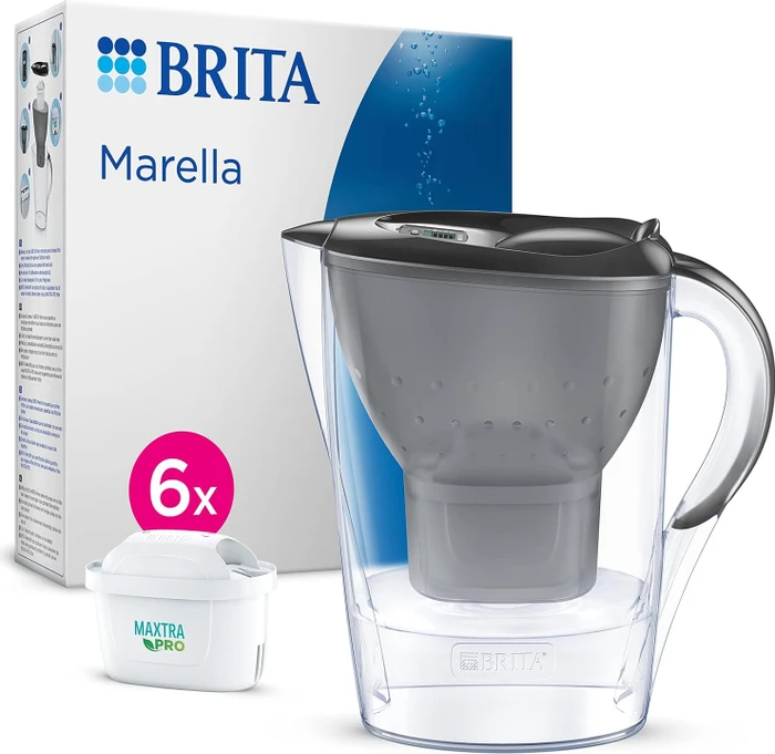 Brita Marella Tischwasserfilter inkl. 6 Kartuschen Maxtra Pro graphit
