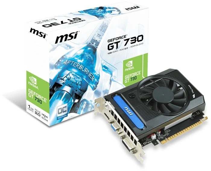 MSI GeForce GT 730, N730K-1GD3/OC, 2GB DDR3, VGA, DVI, HDMI