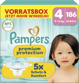 Pampers Premium Protection Gr.4 Einwegwindel, 9-14kg, 186 Stück