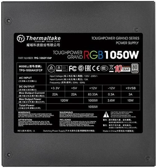 Thermaltake ToughPower Grand RGB Platinum 1050W, ATX 2.4