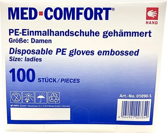 Ampri Med Comfort PE gehämmert Einweghandschuhe S, 100 Stück