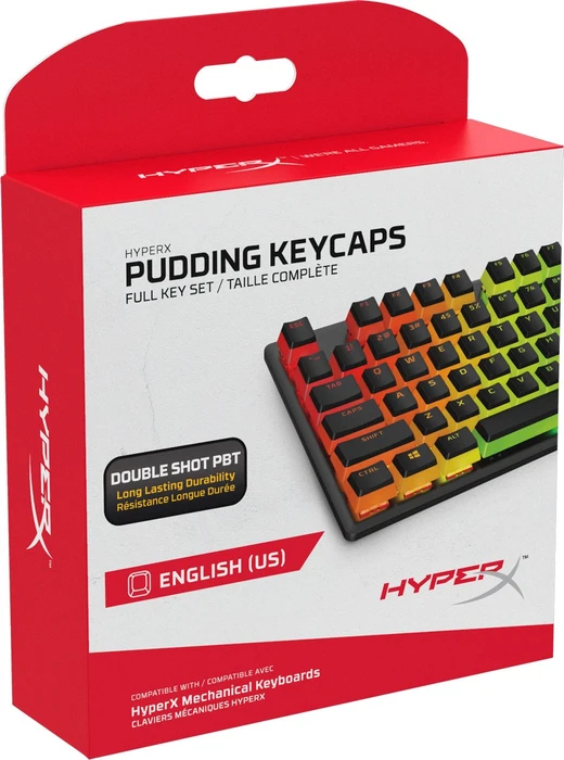 HP HyperX Pudding Keycaps, Kunststoff (PBT) Double-Shot, schwarz, 104 Tasten, ANSI-US