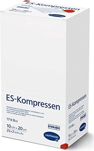 Hartmann ES-Kompressen steril 8-fach 17-fädig, 10 x 20cm, 50 Stück