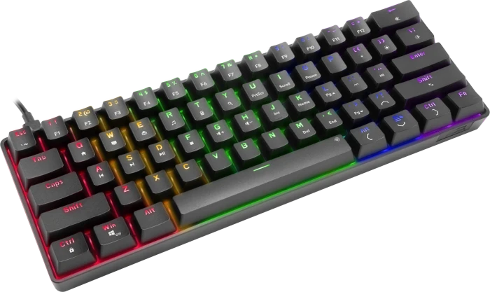 Speedlink Atmos RGB Regenbogen 60% Gaming Keyboard, schwarz, LEDs RGB, Jixian BROWN, USB, US
