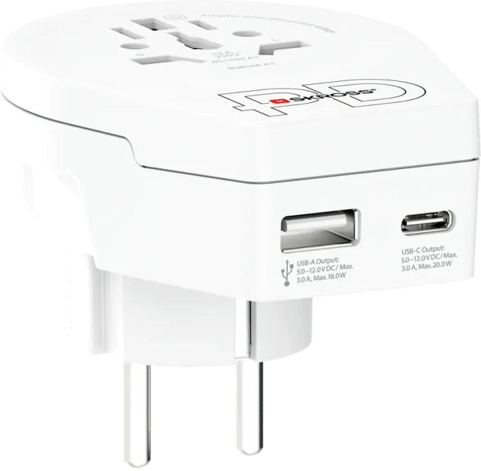 Skross World to Europe USB AC20PD, 1x USB-A, 1x USB-C