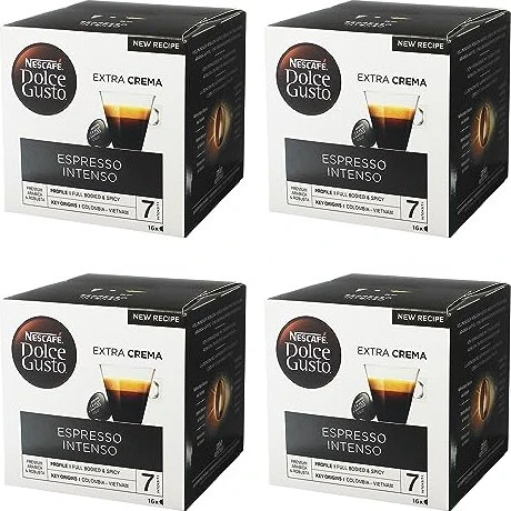 Nestlé Nescafe Dolce Gusto Espresso Intenso Kaffeekapseln, 64 Stück (4x 16 Stück)