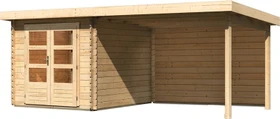 Karibu Bastrup 4 Gartenhaus inkl. Anbau 3m + Rückwand natur