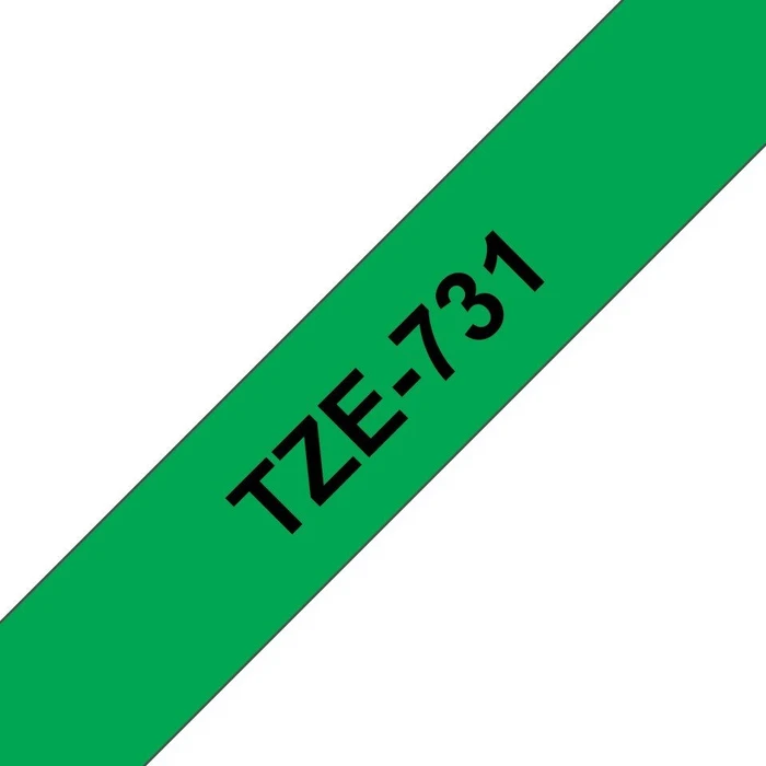 Brother TZe-731 Beschriftungsband, 12mm, schwarz/grün