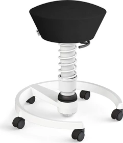 Aeris Swopper New Edition Bürohocker mit Rollen, Feder Standard, Gestell Alu weiß, Bezug Mikrofaser Comfort schwarz