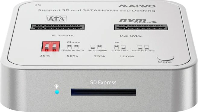 MAIWO M.2 PCIe/SATA Dockingstation mit Klon-Funktion und SD Express Cardreader, USB-C 3.1 (verschiedene Markenbezeichnungen)