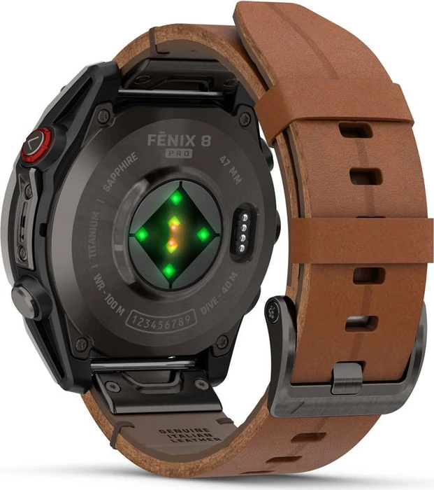 Garmin Fenix 8 Pro 47mm AMOLED carbon grey dlc titanium/chestnut leather