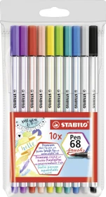 STABILO Pen 68 brush sortiert, 10er-Set, Etui