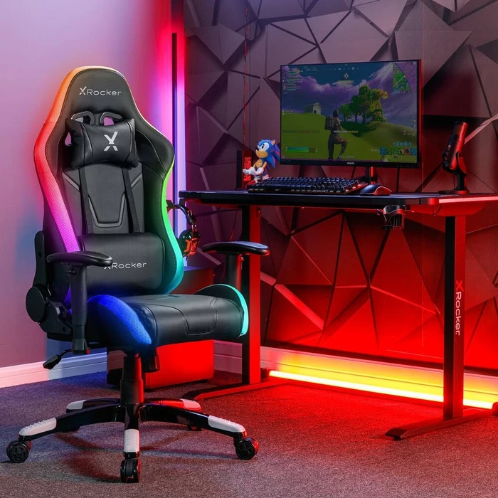 X Rocker Agility Compact RGB Esports Gamingstuhl für für Kinder/Jugendliche, schwarz/weiß