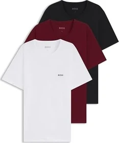 Hugo Boss Baumwolle Logo 3er-Pack T-Shirt kurzarm schwarz/rot/weiß (Herren)