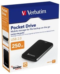 Verbatim Pocket Hard Drive 250GB, USB 2.0