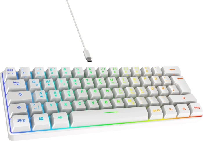ISY IGK-3600-BK Mini Gaming Tastatur, weiß, LEDs RGB, USB, DE