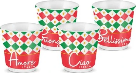 Bialetti Espressobecher Ciao Italia 90ml, 4 Stück