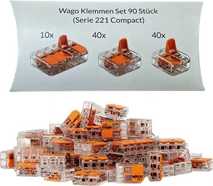 Wago Klemmen Set 90 Stück Serie 221 Compact 2, 3 und 5-polig orange