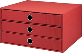 Rössler 3er Schubladenbox, 3 Schubladen, A4, rot