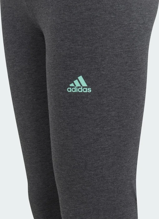 adidas Essentials Linear Logo Cotton Hose lang dark grey heather/easy green (Junior)