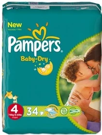 Pampers Baby-Dry Gr.4 Einwegwindel, 7-18kg, 34 Stück