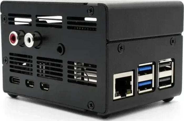 KKSB Gehäuse für Raspberry Pi 5, kompatibel mit IQaudio DAC+ und IQaudio DAC Pro Sound Cards, schwarz