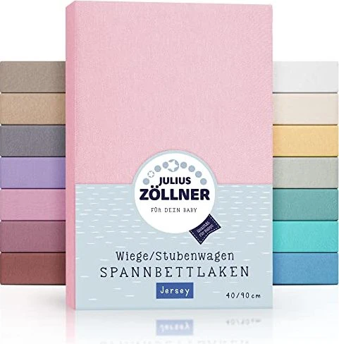 Julius Zöllner Spannleintuch für Wiege/Stubenwagen Jersey 40x90cm rosa