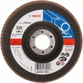 Bosch Professional X551 Expert for Metal Fächerschleifscheibe gerade K120, 125x22.23mm, 1 Stück