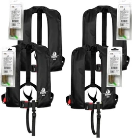 12skipper Automatik Schwimmweste 165N, 4er Set + Wartungskit schwarz