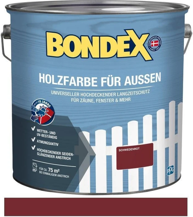 Bondex Holzfarbe außen schwedenrot, 7.5l