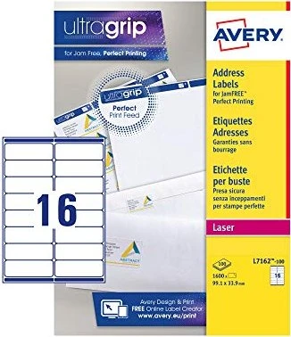 Avery-Zweckform Adressetiketten, 99.1x33.9mm, weiß, 100 Blatt (1600 Etiketten)