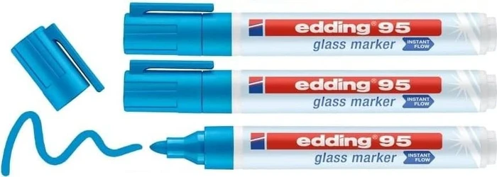 edding 95 Glasmarker hellblau, 3er-Pack