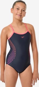 Speedo Plastisol Placement-Muscleback Badeanzug schwarz/rosa (Junior)