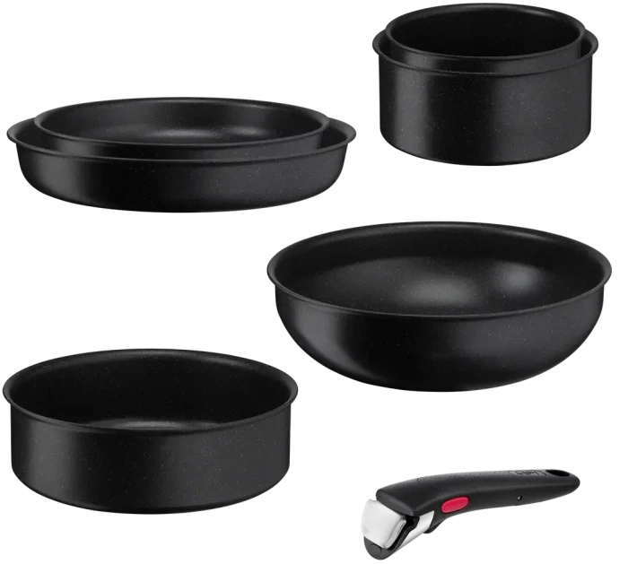 Tefal L39987 Ingenio Black Stone Kochgeschirr-Set, 7-tlg.