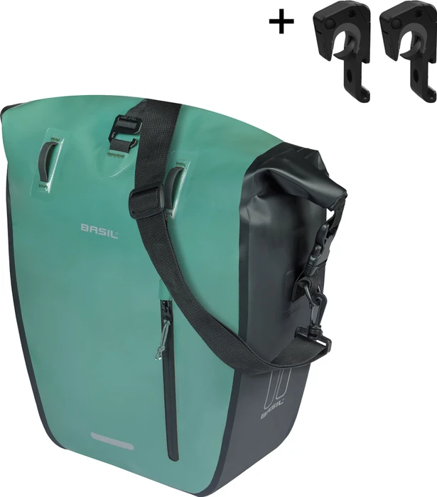 Basil Rivo L Tarpaulin MIK Hooks Gepäcktasche silvergreen/black