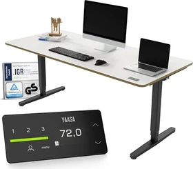 Yaasa Desk Pro elektrisch höhenverstellbarer Sitz-Steh-Schreibtisch 180x80cm weiß/schwarz
