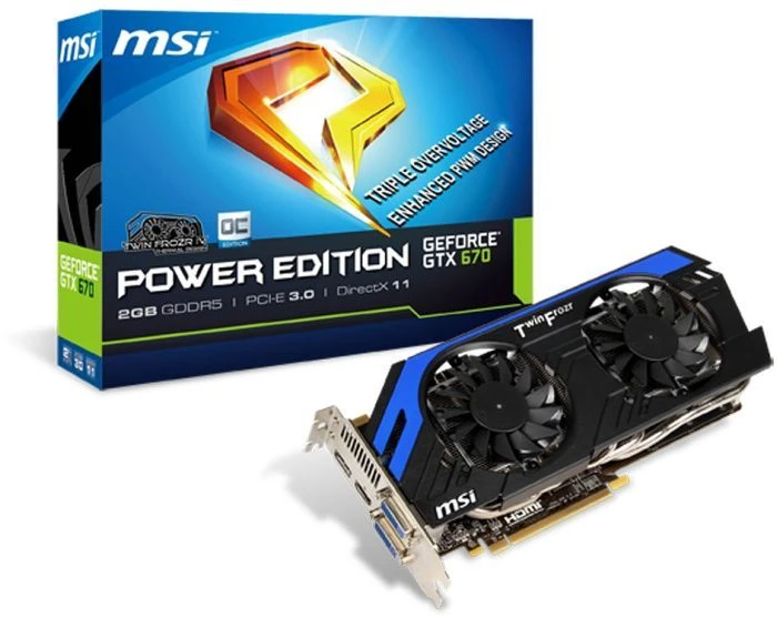 MSI GeForce GTX 670, N670 PE 2GD5/OC Power Edition OC, 2GB GDDR5, 2x DVI, HDMI, DP