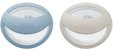NUK Mommyfeel Schnuller, 0-9M, Silikon, blau/grau, 2 Stück