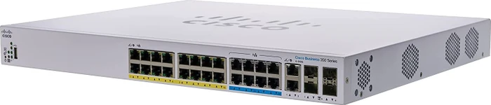 Cisco Business 350 Rackmount Gigabit Managed Switch, 24x RJ-45, 2x SFP+, 2x RJ-45/SFP+, 375W UPoE