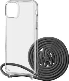 SBS Mobile Transparente Hülle mit farbigem Umhängeband für Apple iPhone 13 schwarz