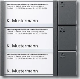 Siedle Tastenmodul TM 612-3 DG, grau, 3 Ruftasten