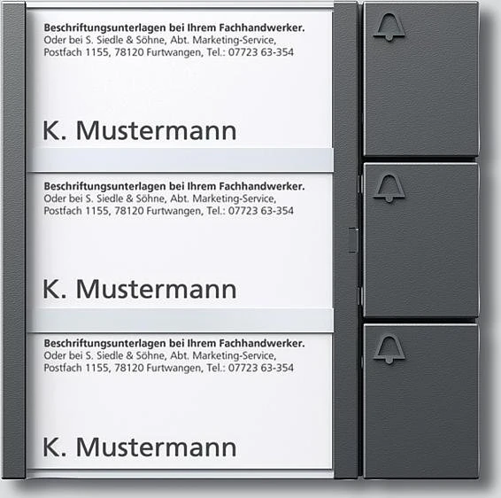 Siedle Tastenmodul TM 612-3 DG, grau, 3 Ruftasten