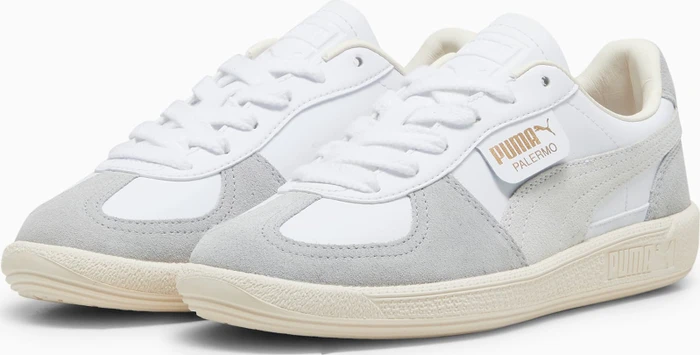 Puma Palermo Leather puma white/cool light gray/sugared almond (Junior)