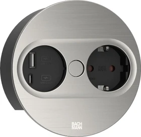 Bachmann Twist 2, 1-fach, 1x USB-Charger A/C, rund, 2m, Edestahl-Optik