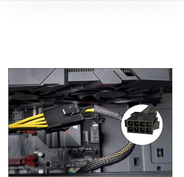 Akasa 8-Pin ATX Buchse auf 6/8-Pin PCIe Stecker Adapterkabel, 200mm, gelb schwarz