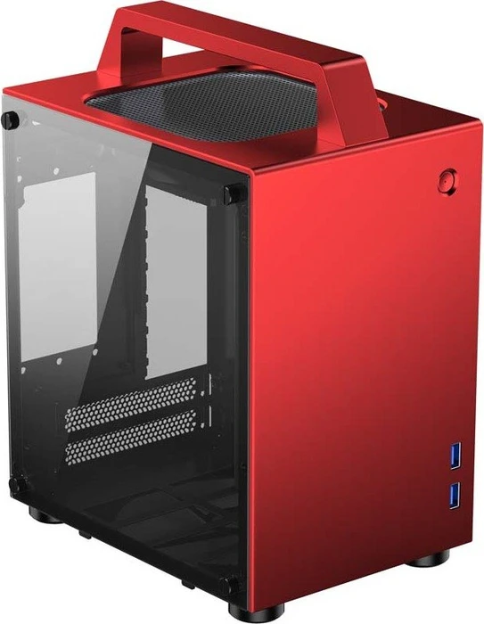 Jonsbo T8, rot, Glasfenster, Mini-ITX