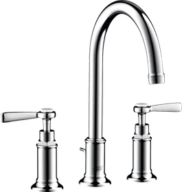 Hansgrohe Axor Montreux 3-Loch Waschtischarmatur 180 mit Hebelgriffen und Zugstangen-Ablaufgarnitur chrom