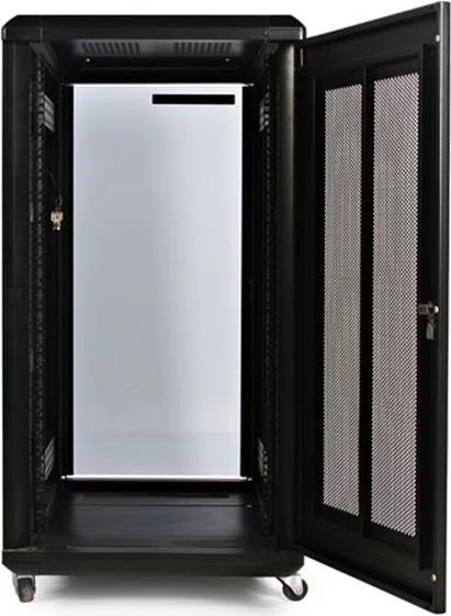 StarTech RK2236BKF Serverschrank 22HE, mit Rollen, Sicherheitsglastür, schwarz, 1000mm tief