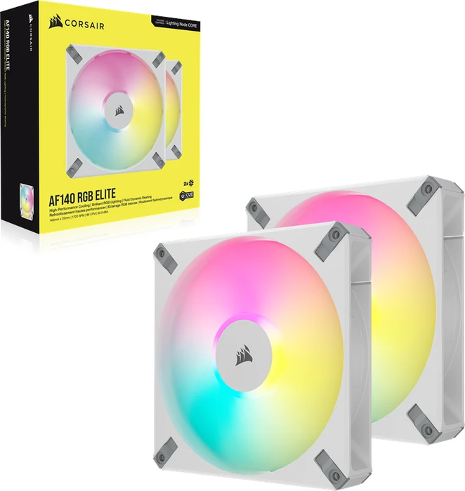Corsair AF Series iCUE AF140 RGB Elite Dual Fan Kit, weiß, LED-Steuerung, 140mm, 2er-Pack